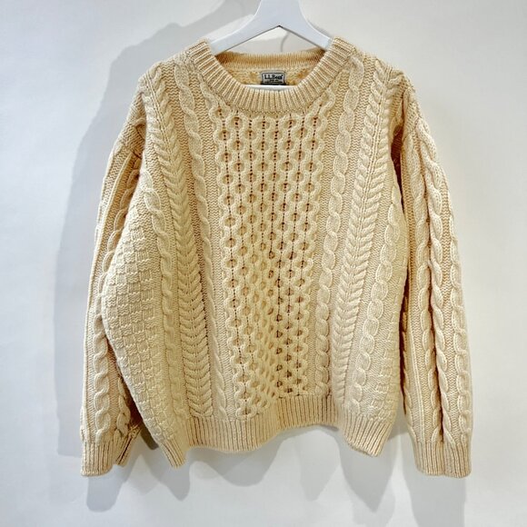 L.L. Bean Other - LL. Bean Men vintage Aran chunky knit sweater , cream, Size XL